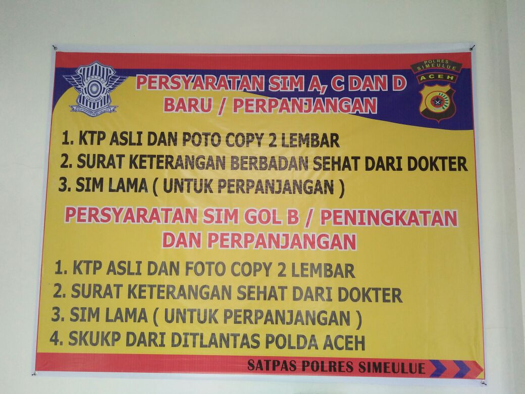 Persyaratan Pembuatan Sim Tribratanews Simeulue