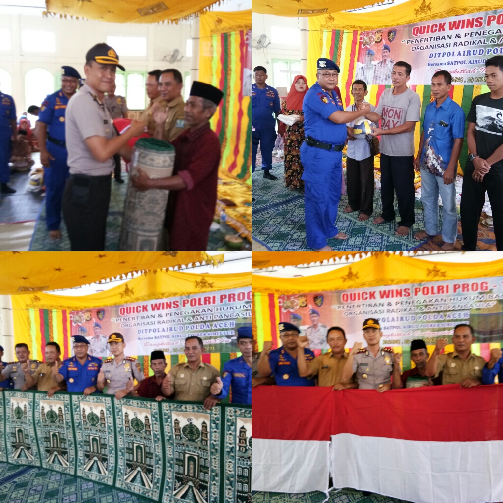 Kapolres Simeulue AKBP Ayi Satria S.I.K., M.Si Bersama Kasatrolda Dit Pol Air Polda Aceh Berikan Sarana Kontak.