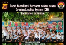 Rapat Koordinasi bersama rekan-rekan Criminal Justice System (CJS) Kabupaten Simeulue