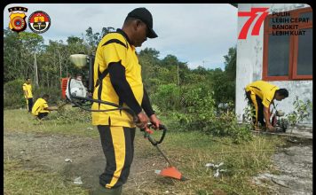 Menyambut Hari Kemerdekan RI ke-77, Personil Polsek Simeulue Timur dengan masyarakat Laksanakan Kurve diarea Kantor BLK