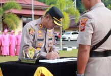 UPACARA SERTIJAB PS. KASAT INTELKAM POLRES SIMEULUE BERJALAN KHIDMAT DAN LANCAR