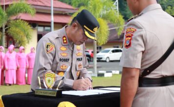 UPACARA SERTIJAB PS. KASAT INTELKAM POLRES SIMEULUE BERJALAN KHIDMAT DAN LANCAR
