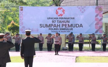 Peringatan Hari Sumpah Pemuda ke-97 Tahun 2025 di Mapolres Simeulue Berlangsung Khidmat dan Lancar