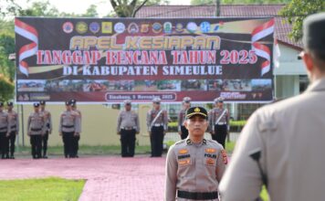 Polres Simeulue Gelar Apel Kesiapan Tanggap Darurat Bencana dan Hidrometeorologi 2025